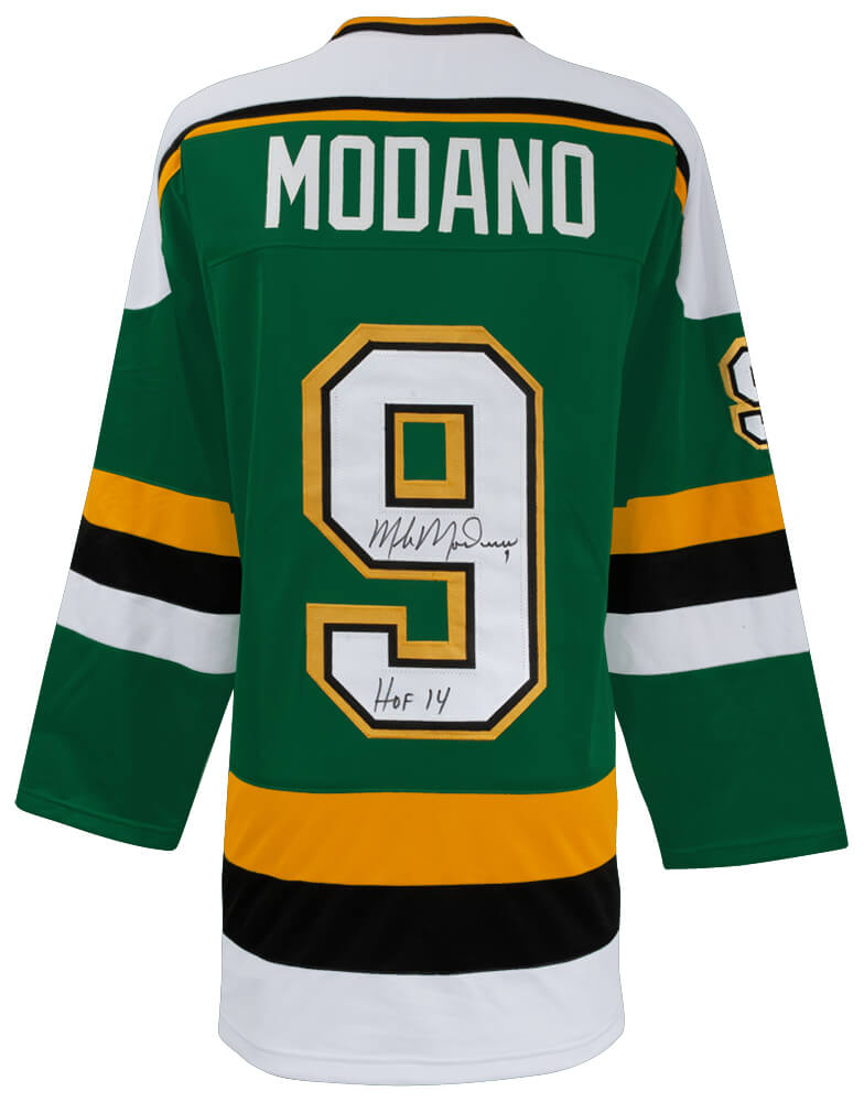 Mike Modano Signed Green Custom Hockey Jersey w/HOF'14 - MODJRY401 - Mike Modano Signed Green Custom Hockey Jersey w/HOF'14 product image