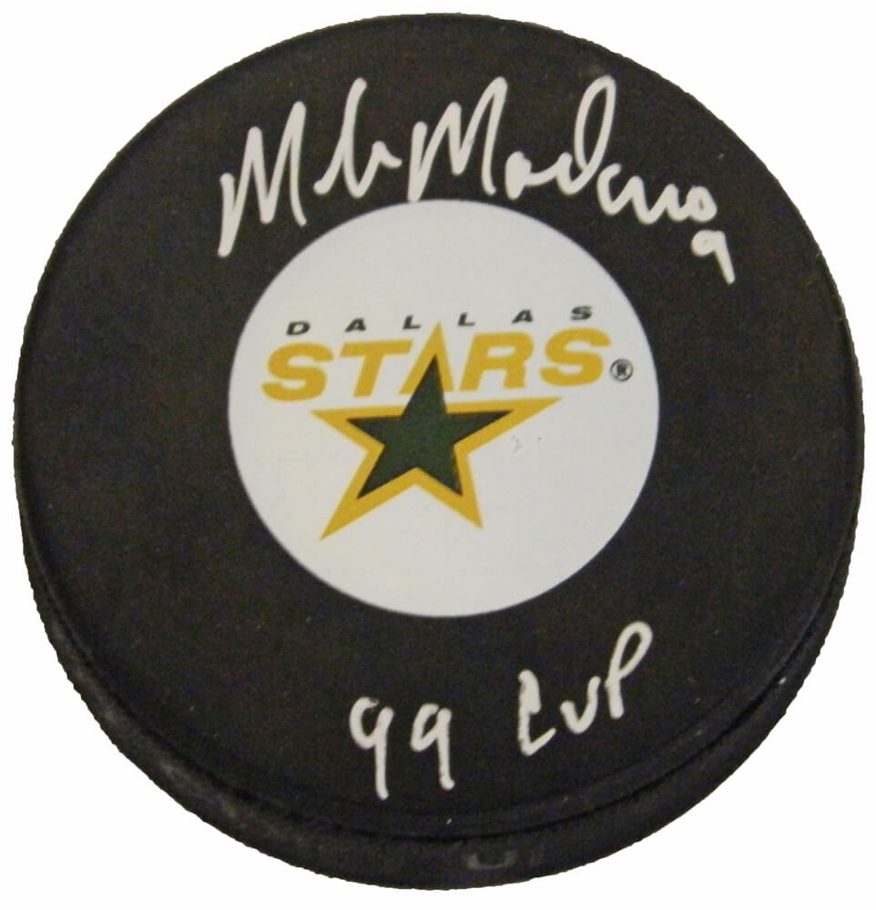 Mike Modano Signed Dallas Stars Logo Hockey Puck w/99 Cup - MODPUC403 - Mike Modano Signed Dallas Stars Logo Hockey Puck w/99 Cup product image