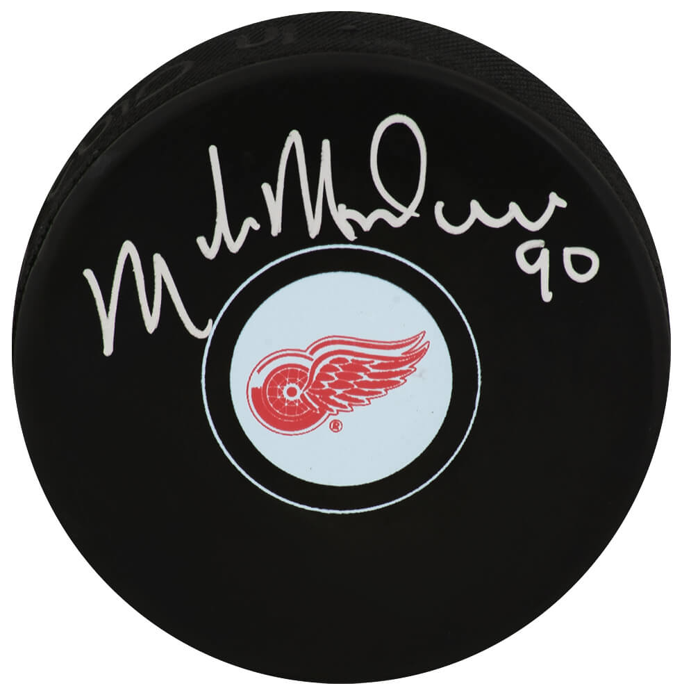 Mike Modano Signed Detroit Red Wings Logo Hockey Puck - MODPUC409 - Mike Modano Signed Detroit Red Wings Logo Hockey Puck product image