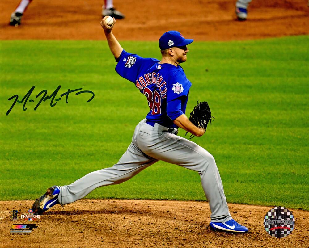 Mike Montgomery Signed Chicago Cubs 2016 World Series Game 7 Final Pitch 8x10 Photo - MON08P124 - Mike Montgomery Signed Chicago Cubs 2016 World Series Game 7 Final Pitch 8x10 Photo product image
