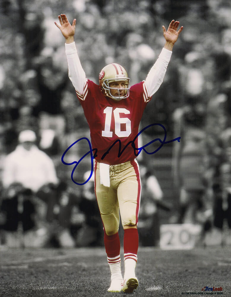 Joe Montana Signed San Francisco 49ers Arms Raised Spotlight 8x10 Photo - MON08P306 - Joe Montana Signed San Francisco 49ers Arms Raised Spotlight 8x10 Photo product image