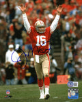 Joe Montana Signed San Francisco 49ers Arms Raised Red Jersey 8x10 Photo (Beckett) - MON08P309 - Joe Montana Signed San Francisco 49ers Arms Raised Red Jersey 8x10 Photo (Beckett) product image