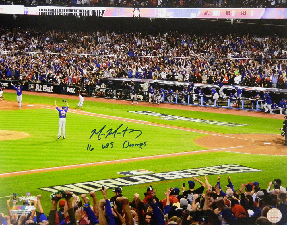 Mike Montgomery Signed Cubs 2016 World Series Game 7 Last Out 16x20 Photo w/16 WS Champs - MON16P128 - Mike Montgomery Signed Cubs 2016 World Series Game 7 Last Out 16x20 Photo w/16 WS Champs product image
