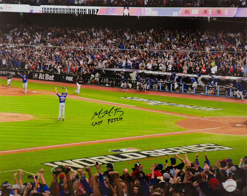 Mike Montgomery Signed Chicago Cubs 2016 World Series Last Play 16x20 Photo w/Last Pitch - MON16P129 - Mike Montgomery Signed Chicago Cubs 2016 World Series Last Play 16x20 Photo w/Last Pitch product image