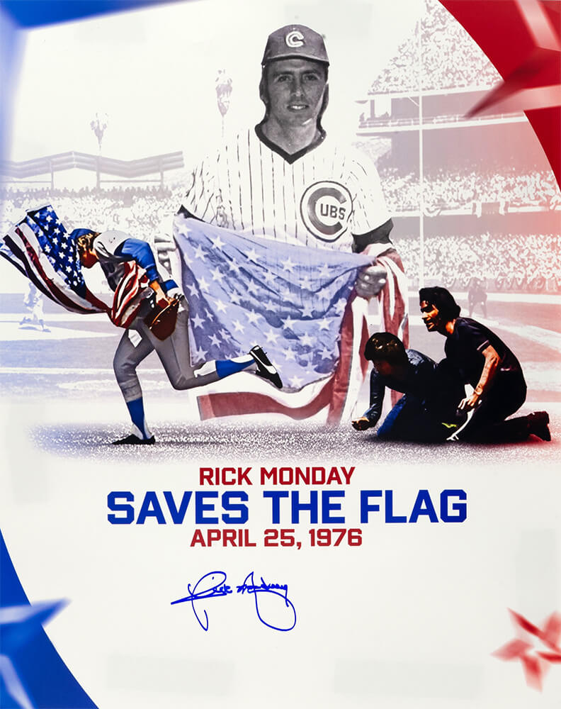 Rick Monday Signed Chicago Cubs Save American Flag Collage 16x20 Photo - MON16P131 - Rick Monday Signed Chicago Cubs Save American Flag Collage 16x20 Photo product image