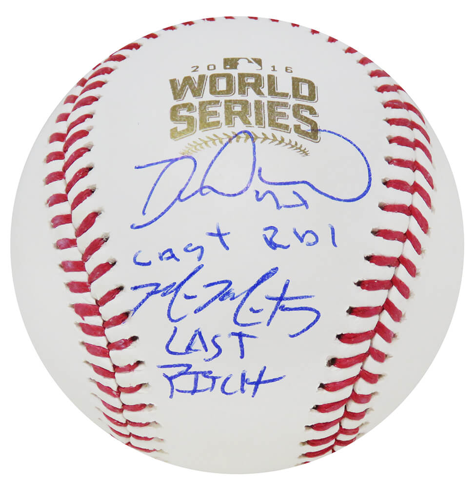 Miguel Montero & Mike Montgomery Signed Rawlings 2016 World Series Baseball w/Last RBI, Last Pitch - MONBSB112 - Miguel Montero & Mike Montgomery Signed Rawlings 2016 World Series Baseball w/Last RBI, Last Pitch product image