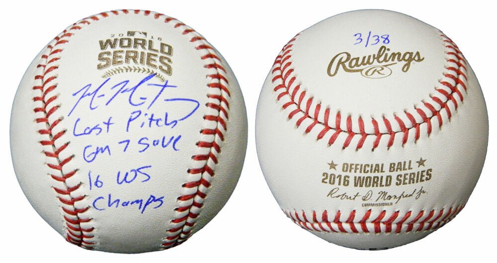 Mike Montgomery Signed Rawlings 2016 World Series Baseball LE38 w/Last Pitch, GM 7 Save, 16 WS Champs - MONBSB130 - Mike Montgomery Signed Rawlings 2016 World Series Baseball LE38 w/Last Pitch, GM 7 Save, 16 WS Champs product image