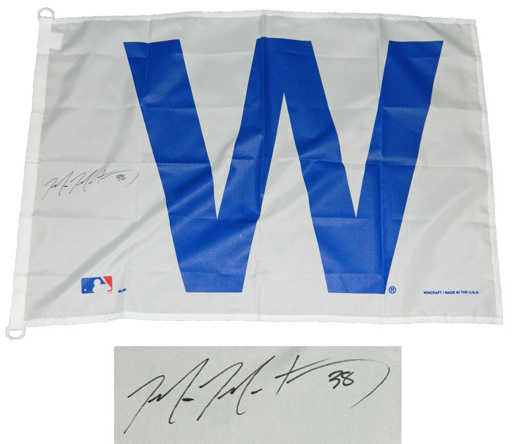 Mike Montgomery Signed Chicago Cubs 27x37 White W Flag - MONFLG120 - Mike Montgomery Signed Chicago Cubs 27x37 White W Flag product image