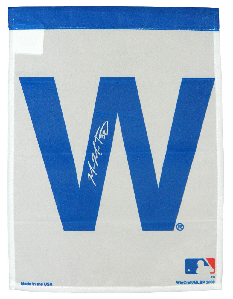 Mike Montgomery Signed Chicago Cubs 11x15 White W Garden Flag - MONFLG123 - Mike Montgomery Signed Chicago Cubs 11x15 White W Garden Flag product image