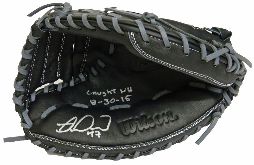 Miguel Montero Signed Wilson A360 Black & Silver Catchers Glove w/Caught NH 8-30-15 - MONGLV103 - Miguel Montero Signed Wilson A360 Black & Silver Catchers Glove w/Caught NH 8-30-15 product image