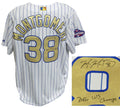 Mike Montgomery Signed Chicago Cubs White Pinstripe Gold World Series Champs Majestic Jersey w/2016 WS Champs - MONJRY122 - Mike Montgomery Signed Chicago Cubs White Pinstripe Gold World Series Champs Majestic Jersey w/2016 WS Champs product image