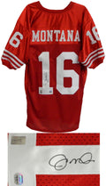 Joe Montana Signed Red Throwback Custom Jersey - MONJRY301 - Joe Montana Signed Red Throwback Custom Jersey product image
