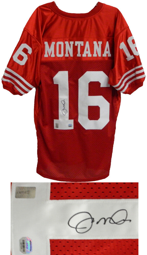 Joe Montana Signed Red Throwback Custom Jersey - MONJRY301 - Joe Montana Signed Red Throwback Custom Jersey product image