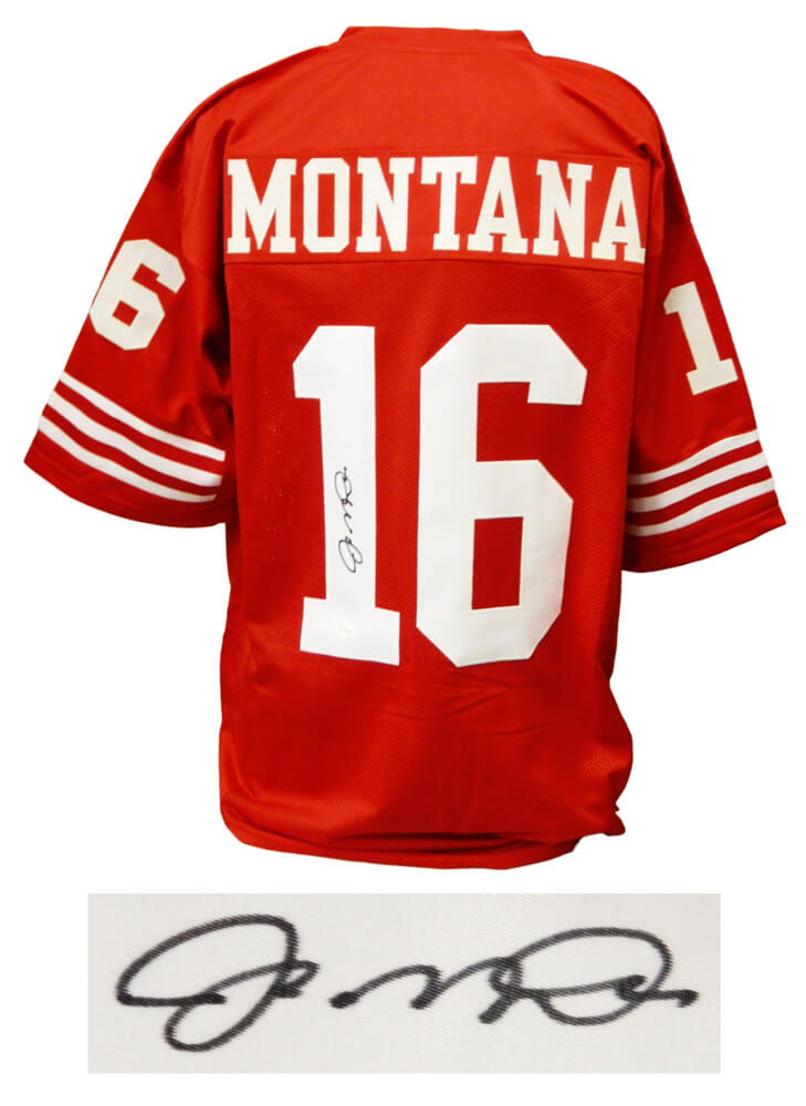 Joe Montana Signed Red Custom Football Jersey (JSA) - MONJRY303 - Joe Montana Signed Red Custom Football Jersey (JSA) product image