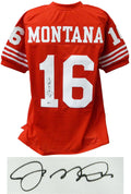Joe Montana Signed Red Custom Football Jersey (Beckett) - MONJRY305 - Joe Montana Signed Red Custom Football Jersey (Beckett) product image