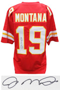 Joe Montana Signed Red T/B Custom Football Jersey (JSA) - MONJRY307 - Joe Montana Signed Red T/B Custom Football Jersey (JSA) product image