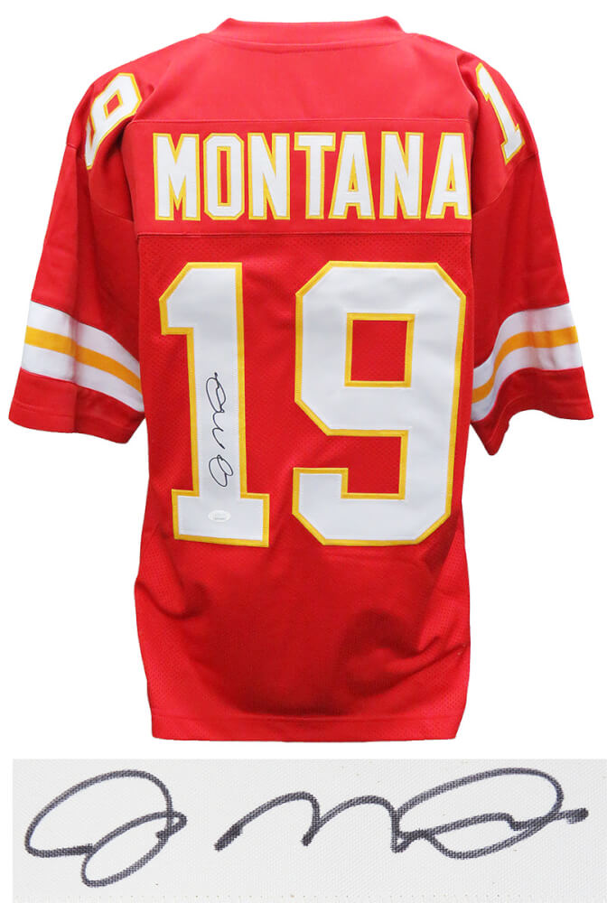 Joe Montana Signed Red T/B Custom Football Jersey (JSA) - MONJRY307 - Joe Montana Signed Red T/B Custom Football Jersey (JSA) product image
