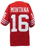 Joe Montana Signed Red T/B Custom Football Jersey - MONJRY308 - Joe Montana Signed Red T/B Custom Football Jersey product image