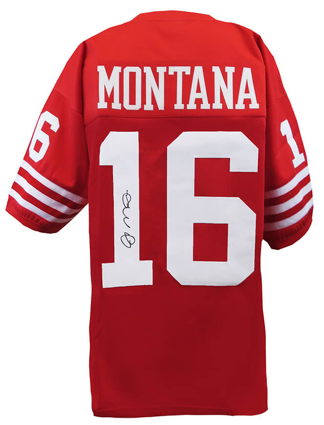 Joe Montana Signed Red T/B Custom Football Jersey - MONJRY308 - Joe Montana Signed Red T/B Custom Football Jersey product image