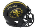 Joe Montana Signed San Francisco 49ers Eclipse Black Matte Riddell Speed Mini Helmet - MONMIN304 - Joe Montana Signed San Francisco 49ers Eclipse Black Matte Riddell Speed Mini Helmet product image