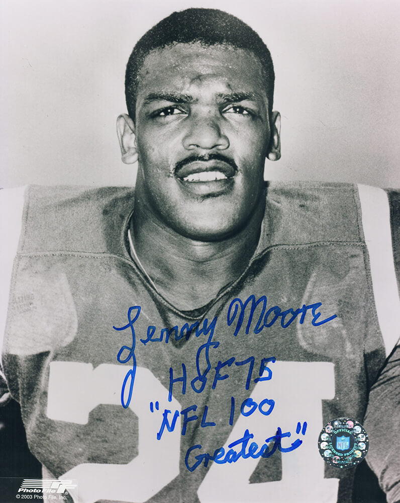 Lenny Moore Signed Colts B&W Headshot 8x10 Photo w/HOF'75, NFL 100 Greatest - MOO08P303 - Lenny Moore Signed Colts B&W Headshot 8x10 Photo w/HOF'75, NFL 100 Greatest product image