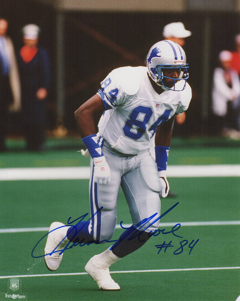 Herman Moore Signed Detroit Lions White Jersey Action 8x10 Photo - MOO08P330 - Herman Moore Signed Detroit Lions White Jersey Action 8x10 Photo product image