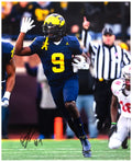 Rod Moore Signed Michigan Wolverines Navy Jersey With Football 16x20 Photo - MOO16P310MYS - Rod Moore Signed Michigan Wolverines Navy Jersey With Football 16x20 Photo product image