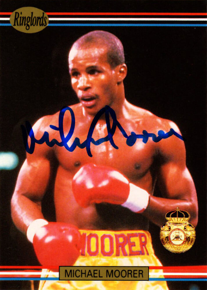 Michael Moorer Signed 1991 Ringlords Boxing Trading Card #14 - MOOCAR502 - Michael Moorer Signed 1991 Ringlords Boxing Trading Card #14 product image