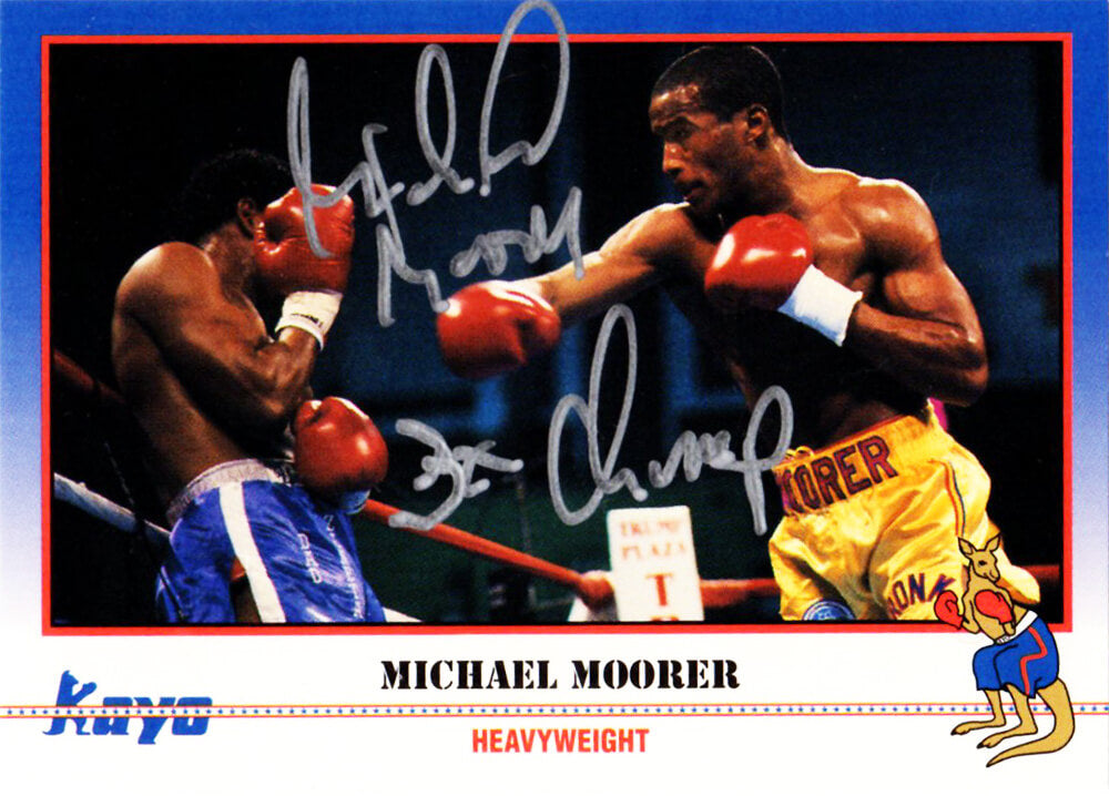 Michael Moorer Signed 1991 Kayo Boxing Trading Card #207 w/3x Champ - MOOCAR505 - Michael Moorer Signed 1991 Kayo Boxing Trading Card #207 w/3x Champ product image