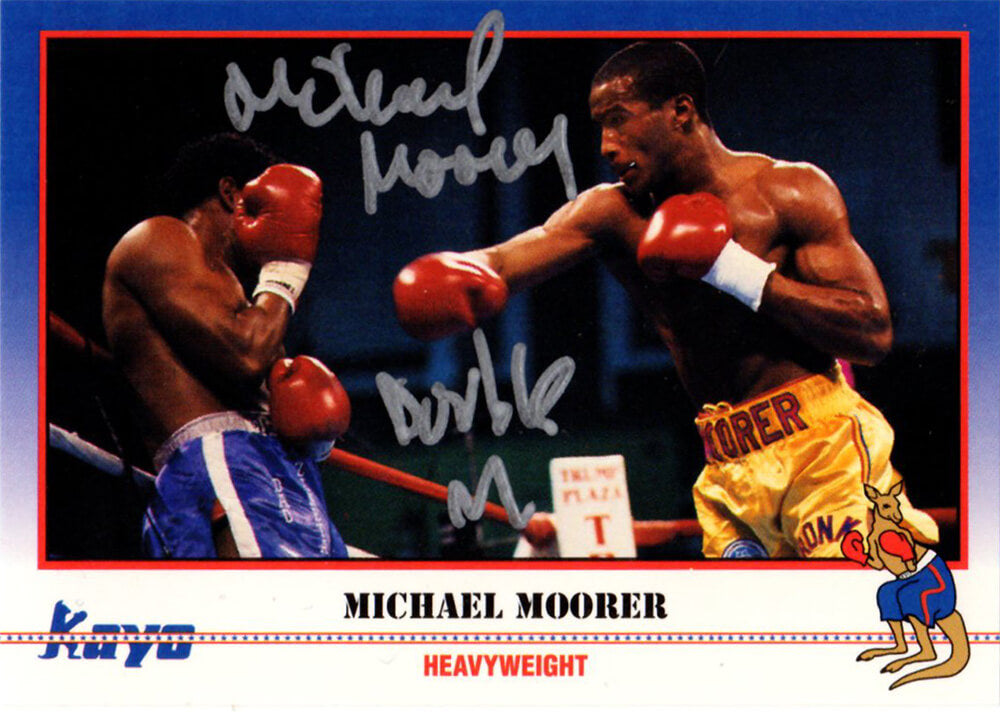 Michael Moorer Signed 1991 Kayo Boxing Trading Card #207 w/Double M - MOOCAR506 - Michael Moorer Signed 1991 Kayo Boxing Trading Card #207 w/Double M product image