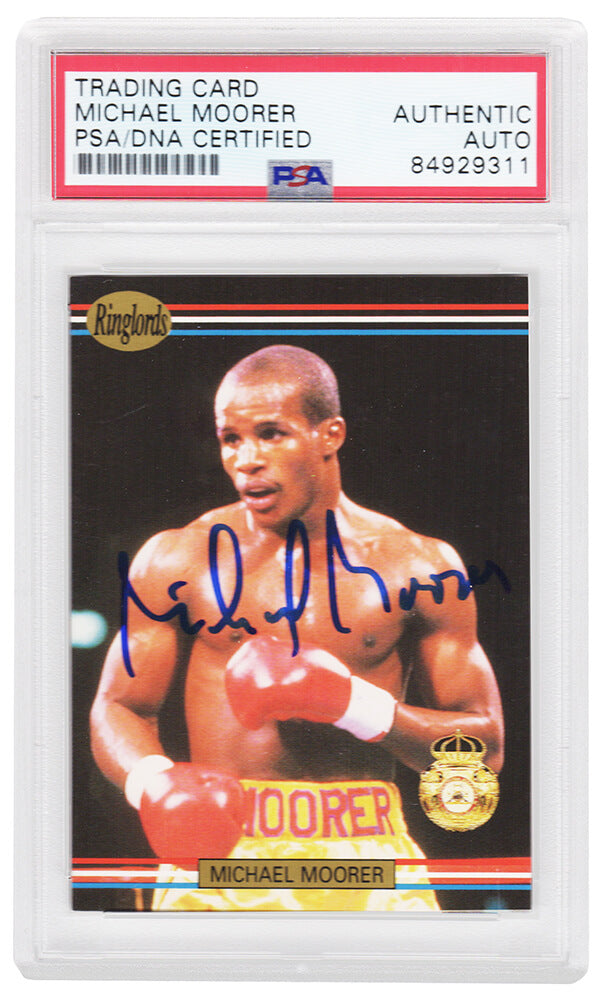 Michael Moorer Signed 1991 Ringlords Boxing Trading Card #14 - (PSA Encapsulated) - MOOCAR511 - Michael Moorer Signed 1991 Ringlords Boxing Trading Card #14 - (PSA Encapsulated) product image