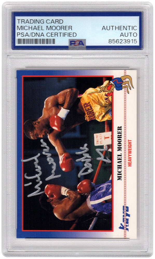 Michael Moorer Signed 1991 Kayo Boxing Card #207 w/Double M - (PSA Encapsulated) - MOOCAR514 - Michael Moorer Signed 1991 Kayo Boxing Card #207 w/Double M - (PSA Encapsulated) product image