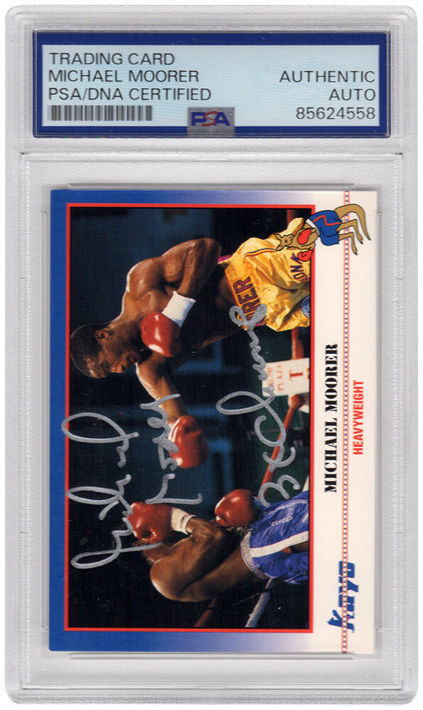 Michael Moorer Signed 1991 Kayo Boxing Card #207 w/3x Champ - (PSA Encapsulated) - MOOCAR515 - Michael Moorer Signed 1991 Kayo Boxing Card #207 w/3x Champ - (PSA Encapsulated) product image
