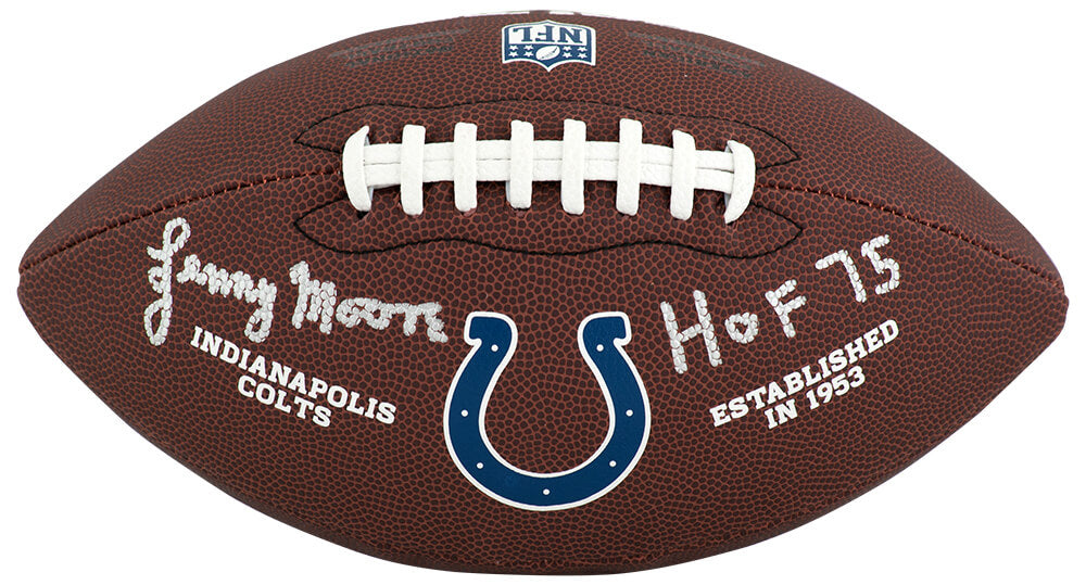 Lenny Moore Signed Colts Logo Wilson Brown Full Size Football w/HOF'75 - MOOFTB309 - Lenny Moore Signed Colts Logo Wilson Brown Full Size Football w/HOF'75 product image