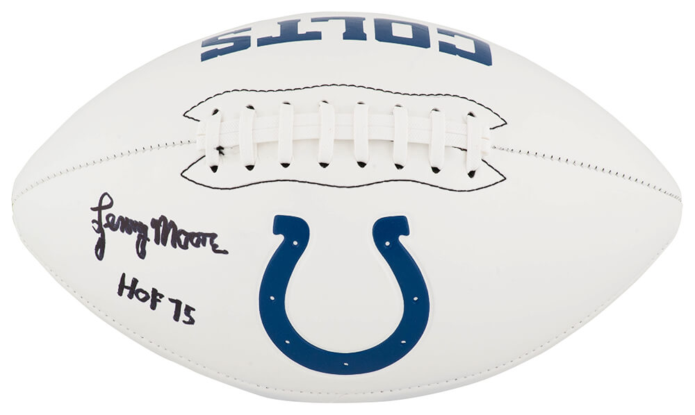 Lenny Moore Signed Colts Franklin Full Size White Logo Football w/HOF'75 - MOOFTB330 - Lenny Moore Signed Colts Franklin Full Size White Logo Football w/HOF'75 product image