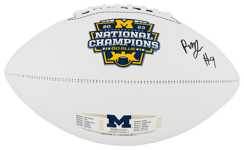 Rod Moore Signed Michigan Wolverines 2023 National Champions Baden White Logo Football - MOOFTB340 - Rod Moore Signed Michigan Wolverines 2023 National Champions Baden White Logo Football product image