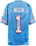 Warren Moon Signed Blue T/B Custom Football Jersey w/HOF'06 - MOOJRY301 - Warren Moon Signed Blue T/B Custom Football Jersey w/HOF'06 product image