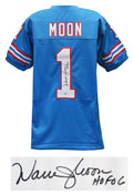 Warren Moon Signed Blue Throwback Custom Jersey w/HOF'06 - MOOJRY303 - Warren Moon Signed Blue Throwback Custom Jersey w/HOF'06 product image