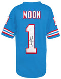 Warren Moon Signed Blue Throwback Custom Football Jersey w/HOF'06 - MOOJRY304 - Warren Moon Signed Blue Throwback Custom Football Jersey w/HOF'06 product image