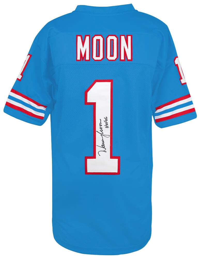 Warren Moon Signed Blue Throwback Custom Football Jersey w/HOF'06 - MOOJRY304 - Warren Moon Signed Blue Throwback Custom Football Jersey w/HOF'06 product image