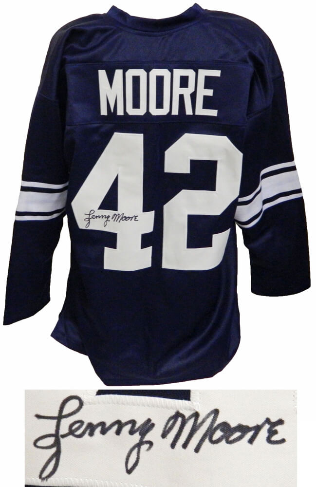 Lenny Moore Signed Navy Throwback Custom Football Jersey - MOOJRY311 - Lenny Moore Signed Navy Throwback Custom Football Jersey product image
