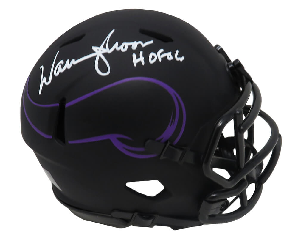 Warren Moon Signed Minnesota Vikings Eclipse Black Matte Riddell Speed Mini Helmet w/HOF'06 - MOOMIN303 - Warren Moon Signed Minnesota Vikings Eclipse Black Matte Riddell Speed Mini Helmet w/HOF'06 product image