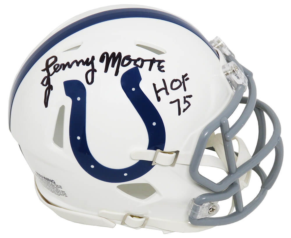 Lenny Moore Signed Colts Riddell Speed Mini Helmet w/HOF'75 - MOOMIN320 - Lenny Moore Signed Colts Riddell Speed Mini Helmet w/HOF'75 product image