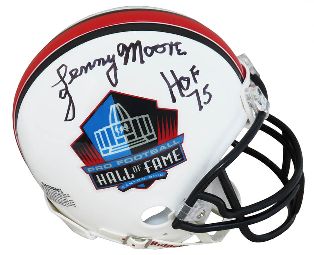 Lenny Moore Signed Hall Of Fame Riddell Mini Helmet w/HOF'75 - MOOMIN323 - Lenny Moore Signed Hall Of Fame Riddell Mini Helmet w/HOF'75 product image