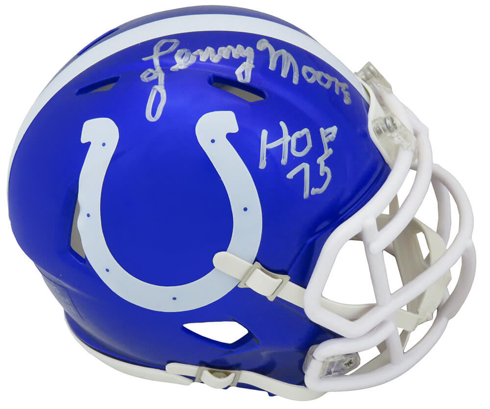 Lenny Moore Signed Colts Flash Riddell Speed Mini Helmet w/HOF'75 - MOOMIN324 - Lenny Moore Signed Colts Flash Riddell Speed Mini Helmet w/HOF'75 product image