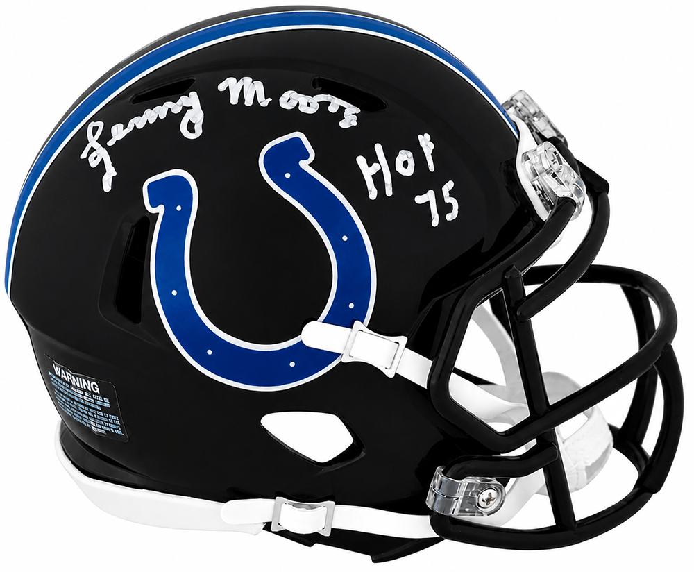 Lenny Moore Signed Colts 2023 Alternate Black Riddell Speed Mini Helmet w/HOF'75 - MOOMIN328 - Lenny Moore Signed Colts 2023 Alternate Black Riddell Speed Mini Helmet w/HOF'75 product image