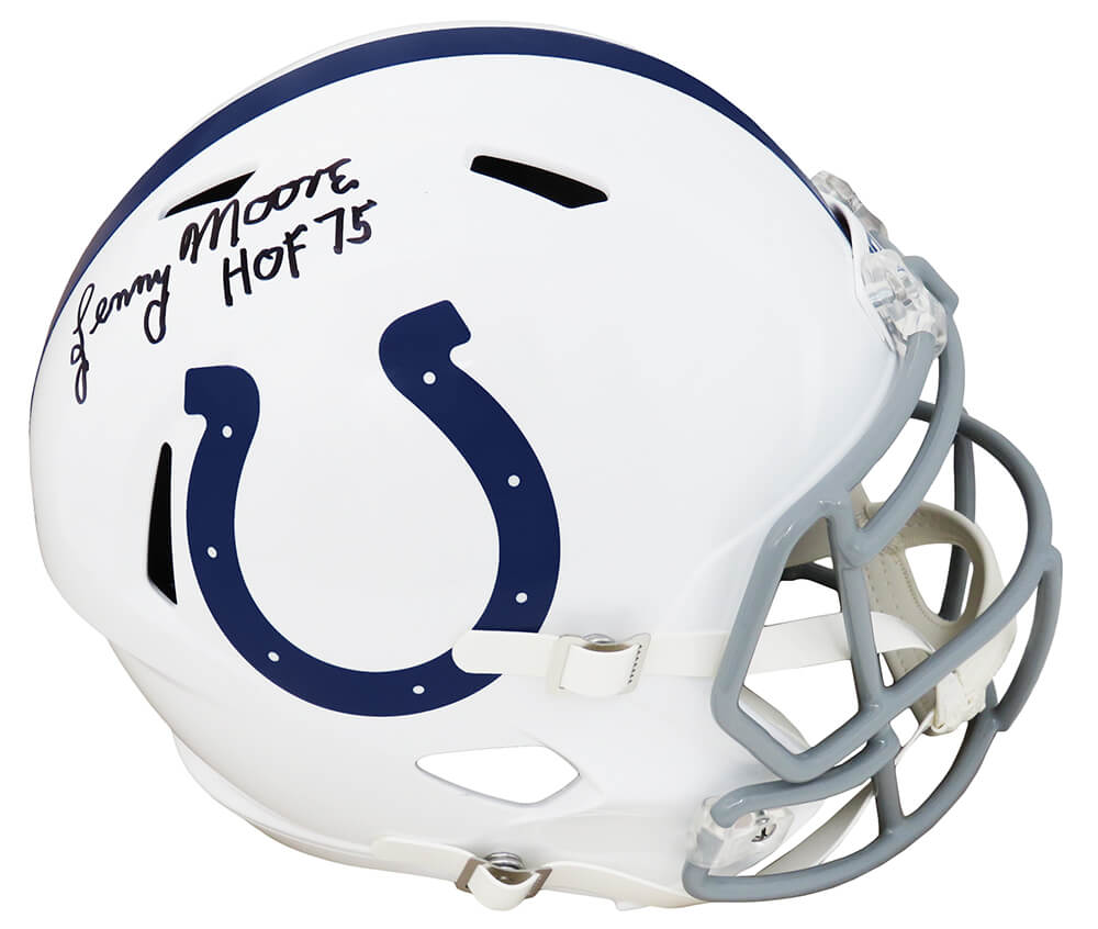 Lenny Moore Signed Colts Riddell Full Size Speed Replica Helmet w/HOF'75 - MOOREP311 - Lenny Moore Signed Colts Riddell Full Size Speed Replica Helmet w/HOF'75 product image