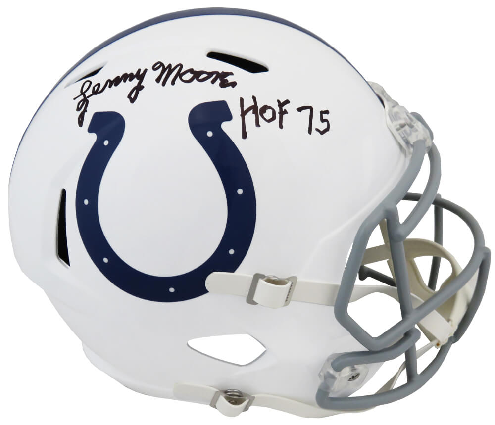 Lenny Moore Signed Colts Riddell Full Size Speed Rep Helmet w/HOF'75 - MOOREP314 - Lenny Moore Signed Colts Riddell Full Size Speed Rep Helmet w/HOF'75 product image