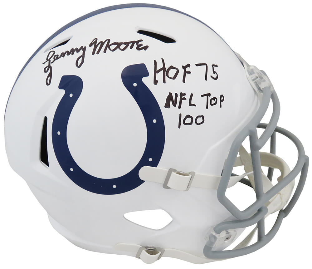Lenny Moore Signed Colts Riddell Full Size Speed Rep Helmet w/HOF'75, NFL Top 100 - MOOREP315 - Lenny Moore Signed Colts Riddell Full Size Speed Rep Helmet w/HOF'75, NFL Top 100 product image