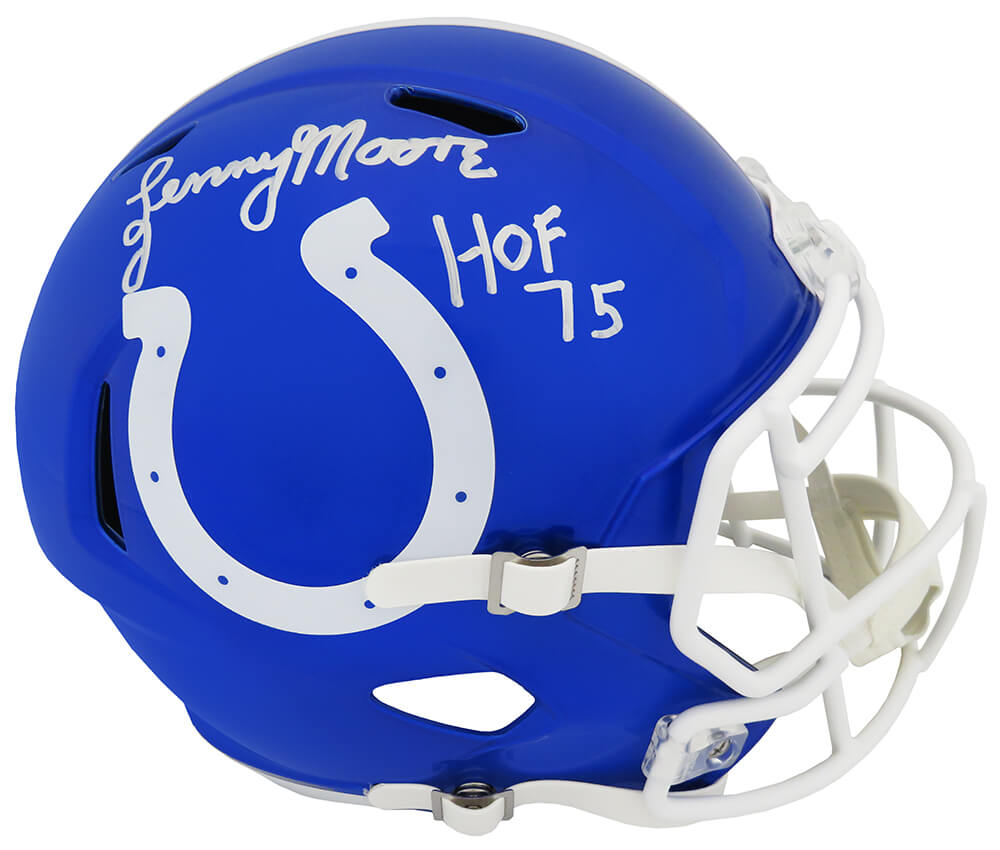 Lenny Moore Signed Colts FLASH Riddell Full Size Speed Replica Helmet w/HOF'75 - MOOREP317 - Lenny Moore Signed Colts FLASH Riddell Full Size Speed Replica Helmet w/HOF'75 product image